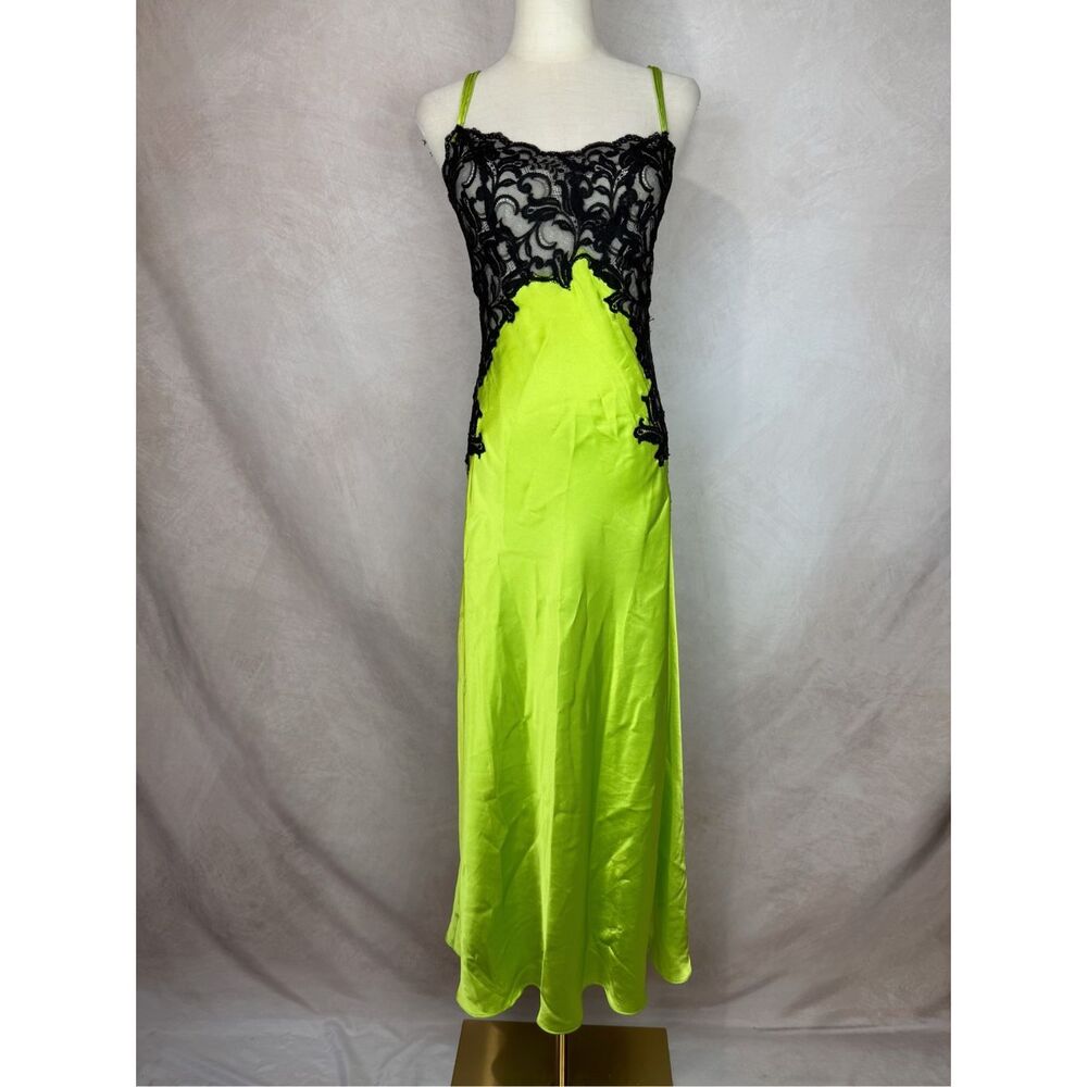 RARE Vintage Victoria’s Secret 1997 Green Slip Maxi Dress Gown S/M Lingerie
